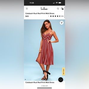 Calabash Rust Red Print Midi Dress XS